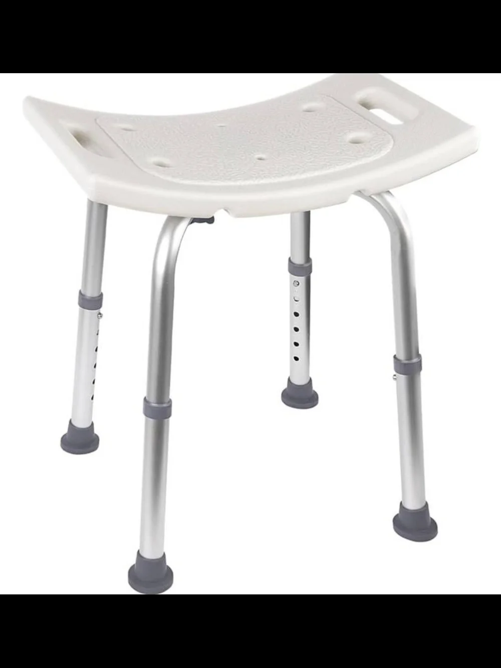 Adjustable White Bath Shower Seat with Slip-Resistant Feet
